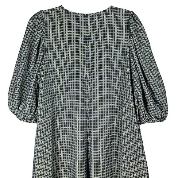 Stine Goya Mavelin Midi Dress Small 916 Grid Stretch Blue Check Puff Sleeve - Picture 9 of 12